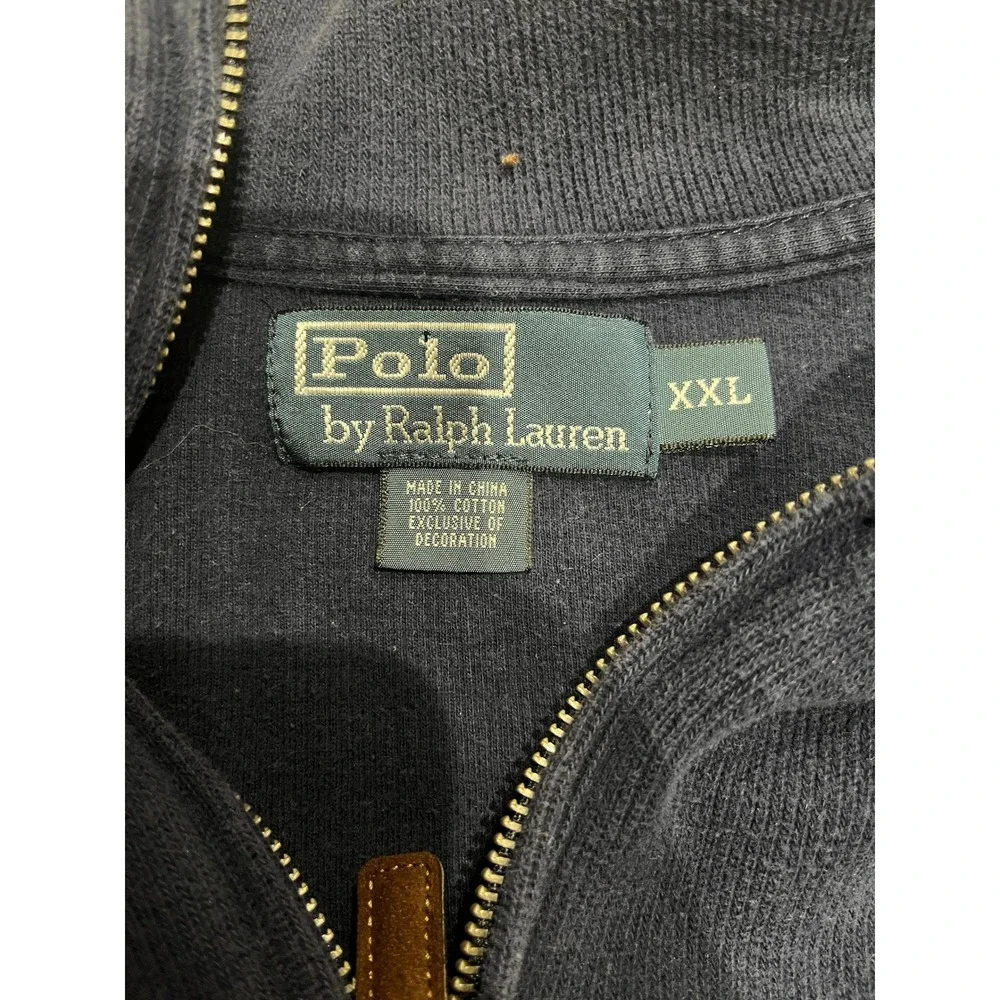 Polo Ralph Lauren Mens XXL Navy Blue 100% Cotton Quarter Zip Pullover Sweater‎